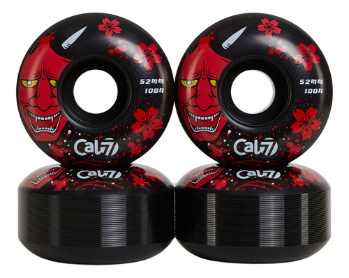 Ruedas De Skate Cal 7 Catch-22 52 Mm 100a En Blanco Y Negro