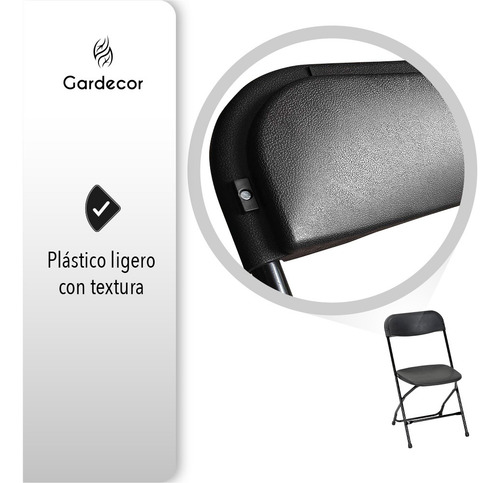 Set De 10 Sillas Plegables Para Eventos Color Negro Gardecor