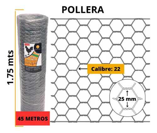 pintor Especificado ladrar Malla Hexagonal Pollera 1.75 - MercadoLibre.com.mx