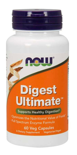 Digest Ultimate Enzimas Digestivas 60 Veg Cáps Now Foods Sabor Sem sabor