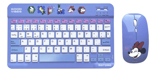 Combo Teclado, Mouse Inalambrico Recargable Bluetooth Disney