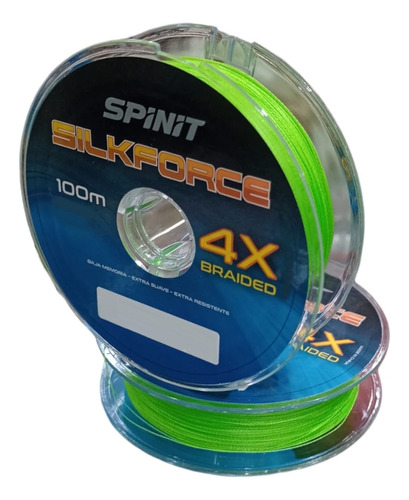 Multifilamento Spinit Silkforce 4x 0.23 Mm - 30 Lb X 100 Mts Color Verde fluor