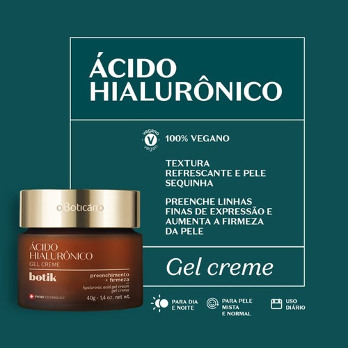Creme Facial Firmador Ácido Hialurônico Botik - 40g