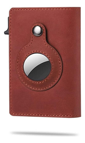 Airtag Wallet Case Cartera Cuero Genuino Hombres 5-6 Crédito