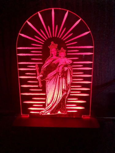 Luminaria Led, Nossa Senhora Do Pilar, Virgem Do Pilar Cúpula 16 Cores Estrutura Preto 127/220v