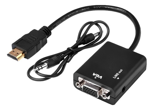 Conversor Adaptador Hdmi A Vga Con Audio 1080 Full Hd