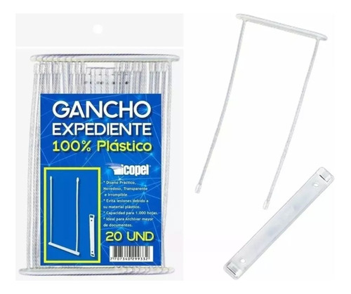 Gancho Legajador Expediente Plástico Paquete X60 Unidades