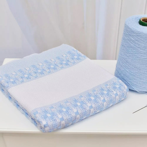 Cobertor Bebê Térmico Para Bordar 100% Algodão 110x90 Texnew Cor Azul
