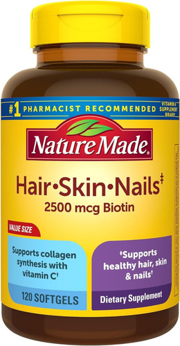 Biotina 2500 Mcg Cabello, Piel Y Uña Nature Made 120 Softgel