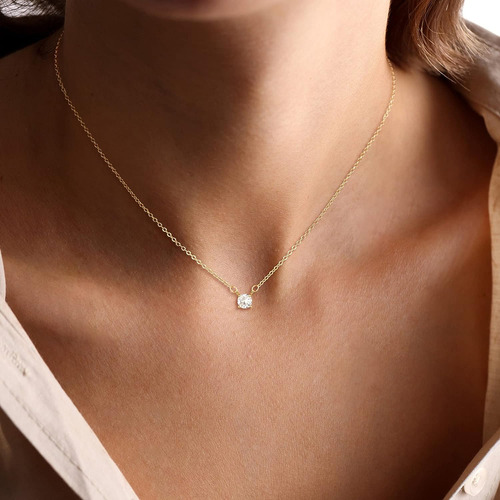 Mbw Collar De Diamante Delicado Para Mujer, Simple Chapado E