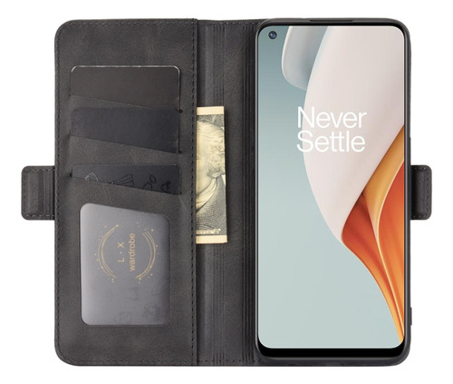 Capa Tpu De Couro Dobrável Horizontal Preta Para Oneplus Nor