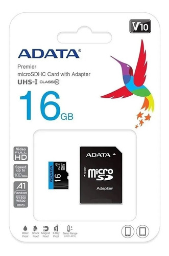 Memoria Adata Micro Sdhc 16 Gb (class 10) 80 Mb/seg 
