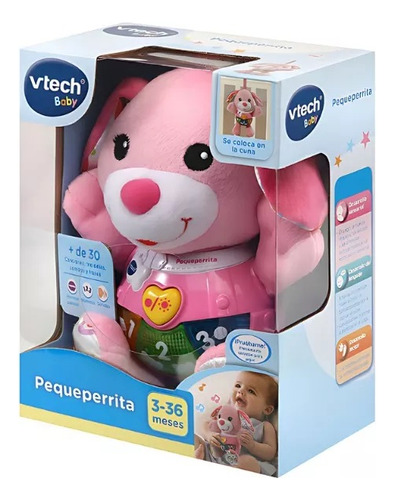 Peluche Sonajero Cunero Peque Perrito Primera Infancia Vtech Color Rosa Chicle Diseño Pequeperrita