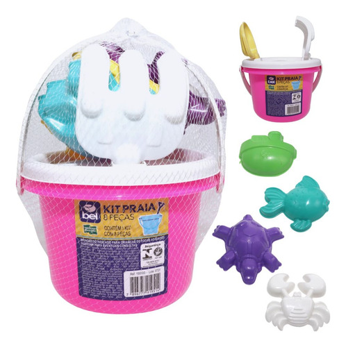 Kit Baldinho De Praia/ Brinquedos De Praia 8 Peças Sortidas