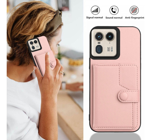 Compatible Funda Rfid Con Bolsa De Tarjetas For Motorola Edge 50 Pro P