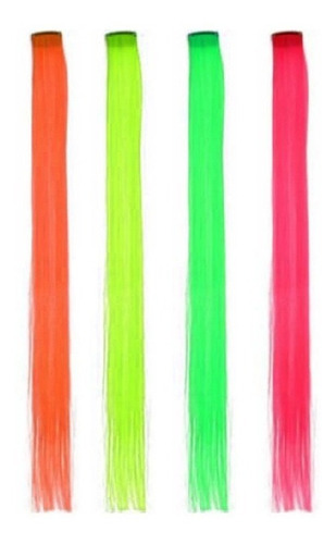 Peluca Mechon Pelo Clip Fluo Varios Colores X 1