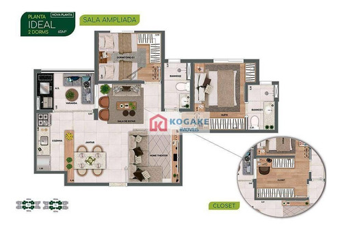 Apartamento Com 2 Dormitórios À Venda, 65 M² Por R$ 374.387,15 - Parque Industrial - São José Dos Campos/sp - Ap7315