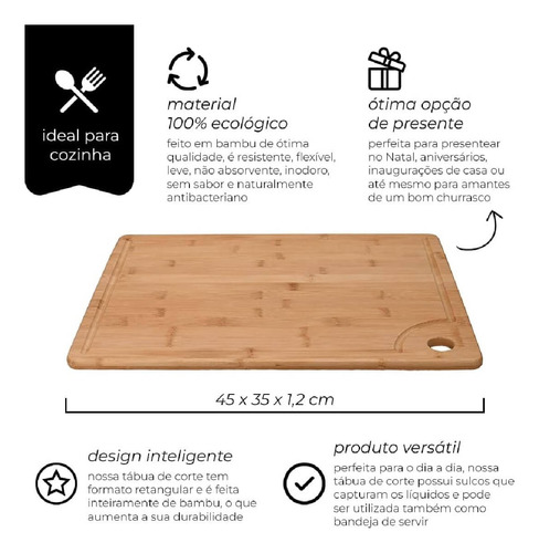 Tábua De Corte Ecokitchen Bambu 45cm