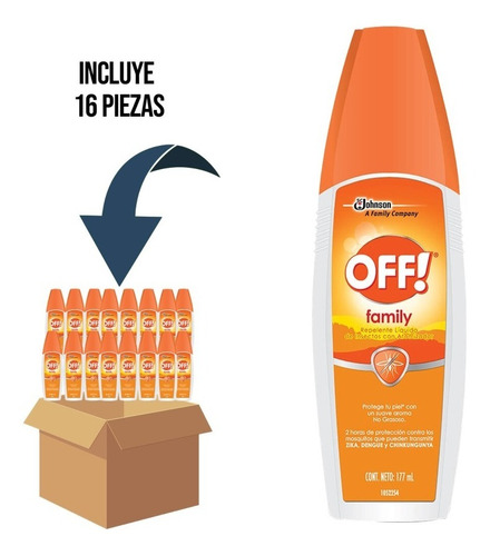 16 Pz - Repelente De Insectos Off! Spray Family 177ml