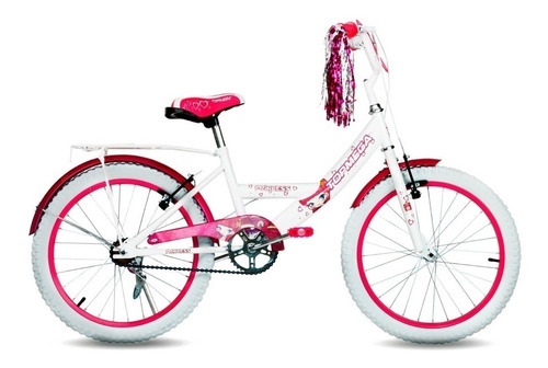 Bicicleta infantil TopMega Kids Princess frenos v-brakes color blanco con pie de apoyo  