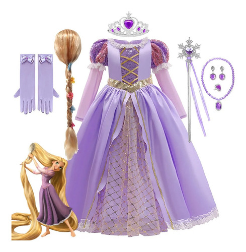 Vestido Enredado De Cosplay Para Niña Rapunzel Disney Prince