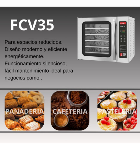 Horno De Convección Digital Con Vapor 5 Charolas Bifasico