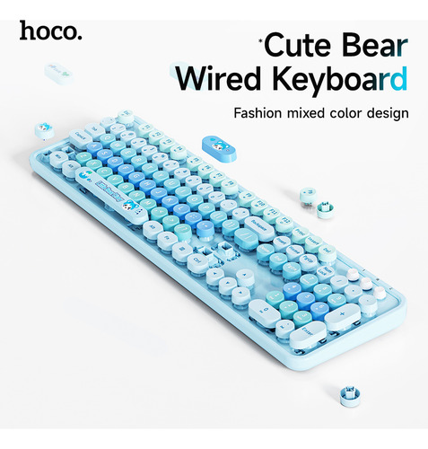 Teclado Membran Hoco K9, Motif Beruang Love, Design Retro Teclado Milk Tea Idioma Milk Tea