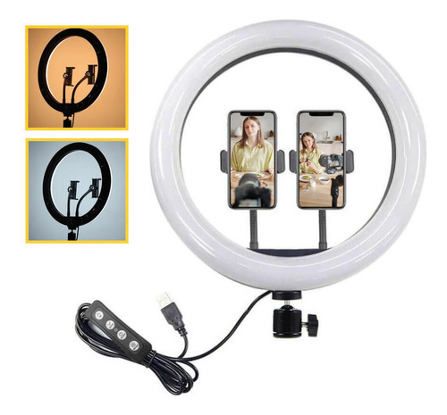 Ring Light Portátil Led 30cm + 2 Suportes Celular Cl-12