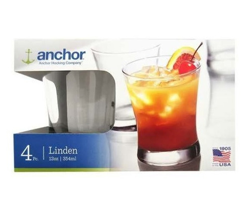 Set De 4 Vasos De Vidrio 12 Oz  Anchor