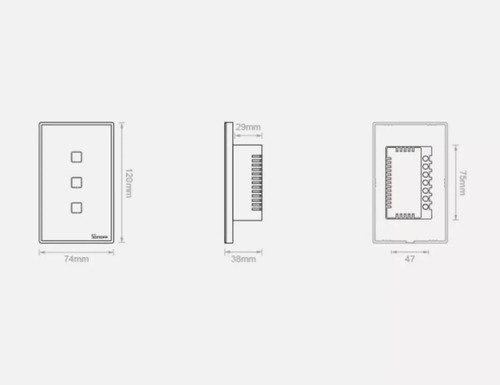 Imagen 2 de 10 de Sonoff T2 Us 3 Canales - Tecla De Pared Touch Wifi