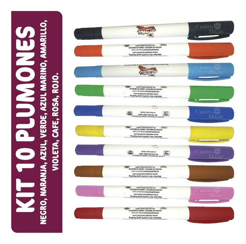 Kit De 10 Plumones De Tinta Comestible Doble Punta Ma Baker