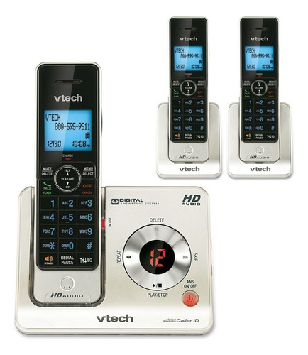 Set De 3 Telefonos Inalambricos Hd Vtech - Dect 6.0 Ls6425-3 Color Plateado