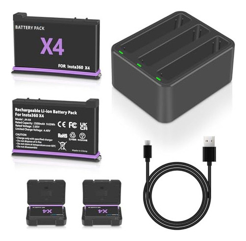 Js Batería Y Cargador De Cámara Compatible Con Insta360 X4