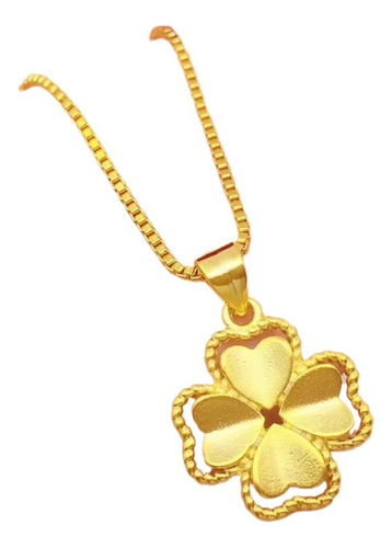 Collar Trébol De Cuatro Hojas De Oro Con Cadena De Clavícula