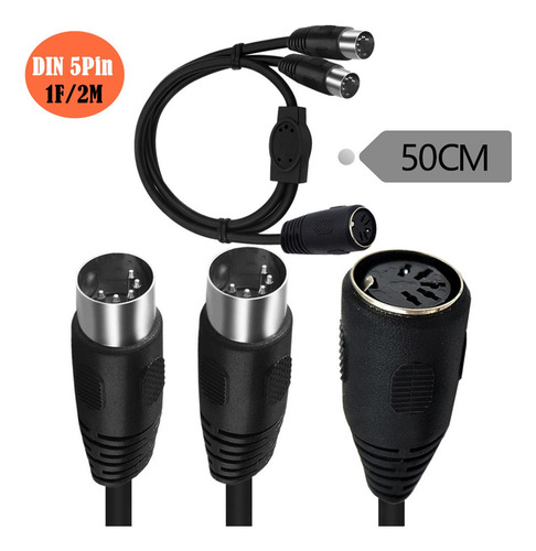 Cabo Adaptador Y Midi Din De 5 Pinos, Din 5 Pinos Macho Para
