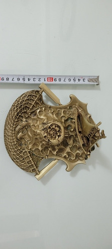 Tintero Escribania Antigua Bronce Macizo Náutico Sello Copa (Usado)