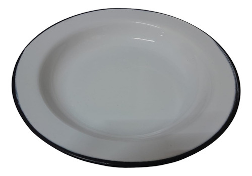 Kit 2 Pratos Ágata Esmaltado 21 Cm Retro Rustico Branco Lisa (Usado)