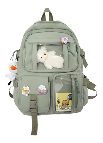 Morral Escolar De Nylon De Viaje Impermeable Chica Kawaii