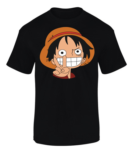 Camiseta Manga Corta One Piece Cara Luffy Series Black 