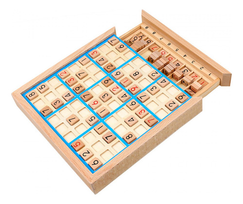 Juego De Sudoku De Madera, Juguete De Aprendizaje Con Azul