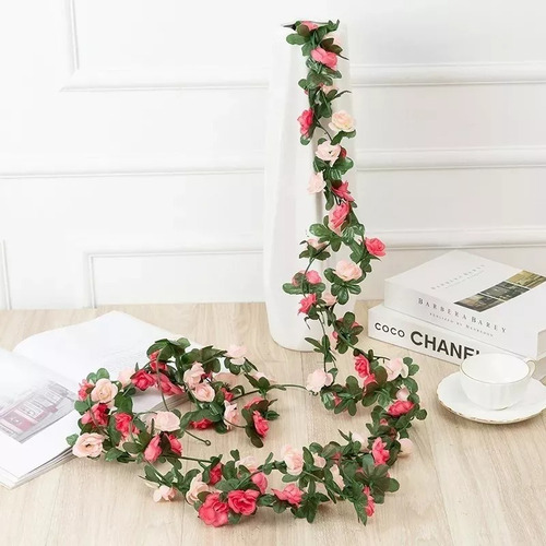 6pcs Guia Enredadera Con Rosas Artificial Decoración Flores