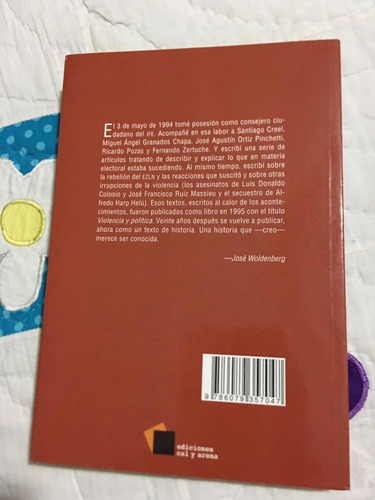 Violencia Y Política Autor Jose Woldenberg Editorial Cal Y (Usado)