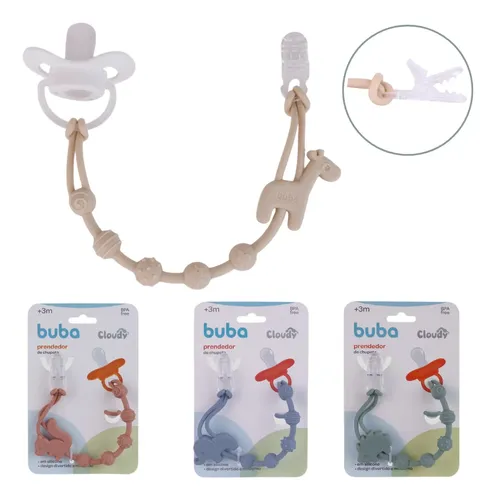 Prendedor De Chupeta Silicone Clipe Cloudy Infatil Buba Girafa