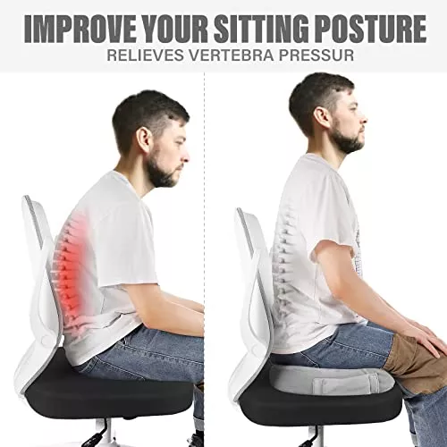 Cojines para silla de oficina, cojín de espuma viscoelástica de una pieza,  cojín de apoyo lumbar para alivio de espalda y glúteos, dolor de ciática