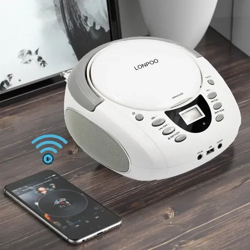 Reprodutor De Cd Lonpoo Bluetooth/usb/aux/rádio Fm Branco