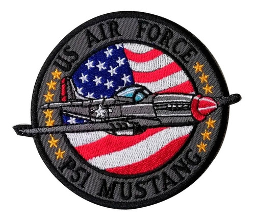 Escudo Parche Bordado Us Air Force P51 Mustang Parche Usaaf