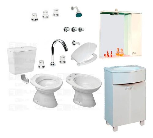 Combo Baño Griferia Inodoro Bidet Vanitory Botiquin Pe