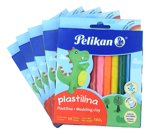 Plastilina Pelikan Cont. 50 Barras Con 10 Colores Variados