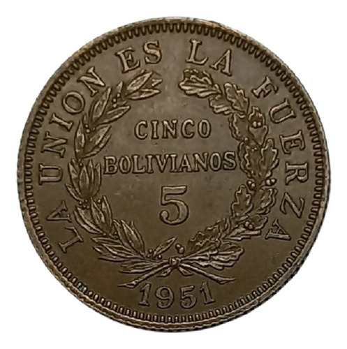 Bolivia - 5 Bolivianos 1951 - Km 185 (ref 033)