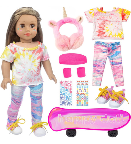 Elemento De Unicornio 9 Pcs 18 Pulgadas Doll Skateboard Jueg